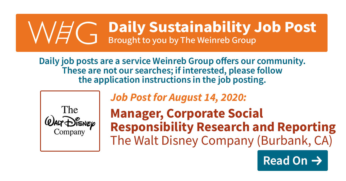 Walt disney sustainability jobs