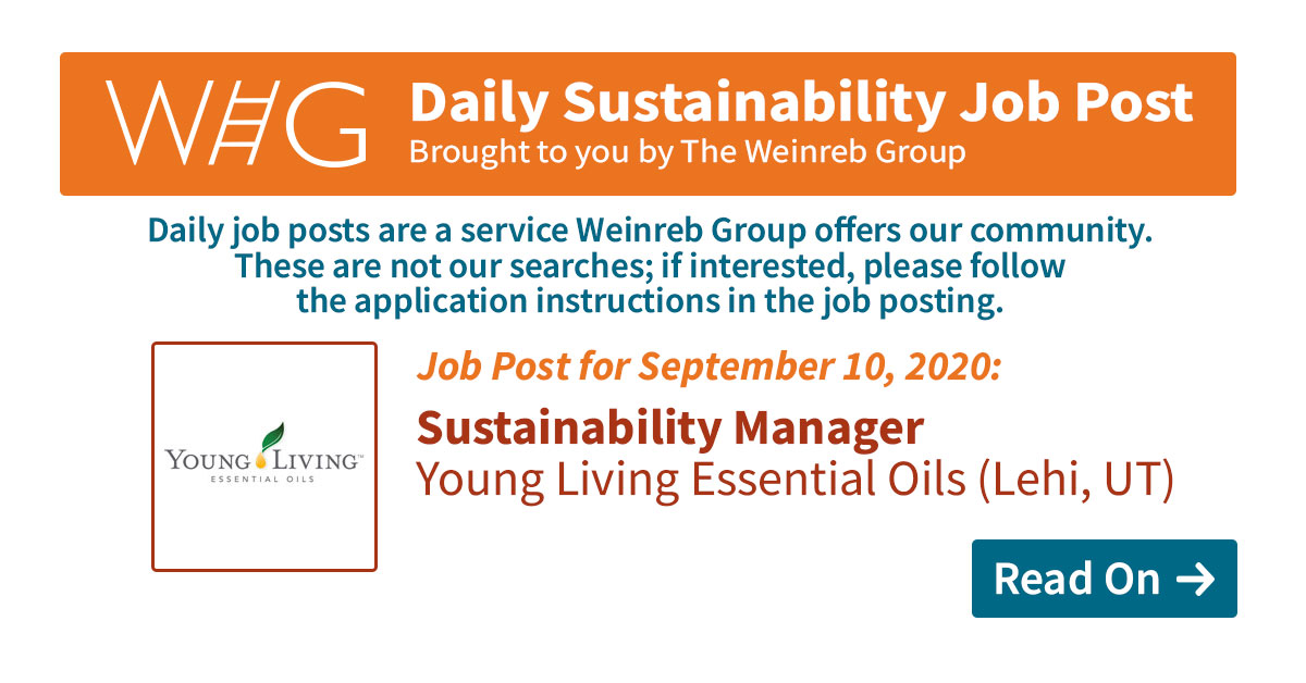 Young Living Essential Oils Weinreb Group Sustainability Recruiters Esg Recruiters